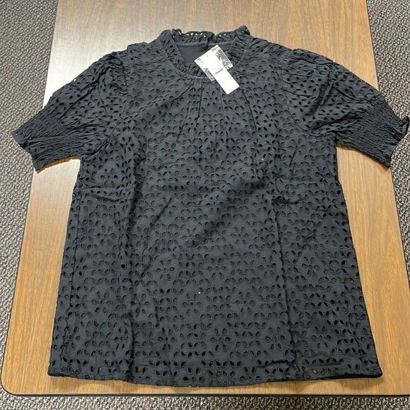 J. Crew Smocked puff-sleeve top in eyelet* - Picture 3 of 7